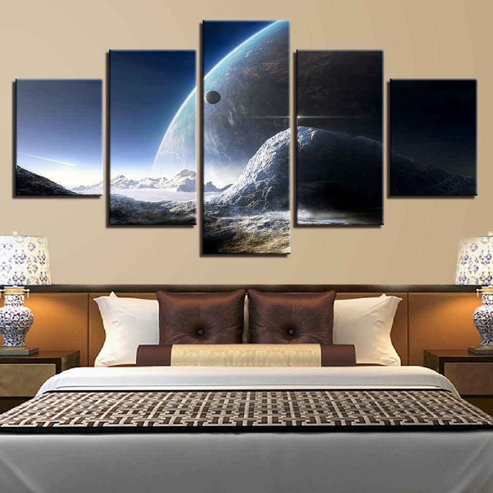 Universe Space Planet 5 Piece HD Multi Panel Canvas Wall Art Frame-Original Frame