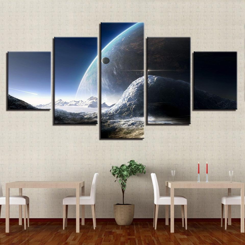 Universe Space Planet 5 Piece HD Multi Panel Canvas Wall Art Frame-Original Frame