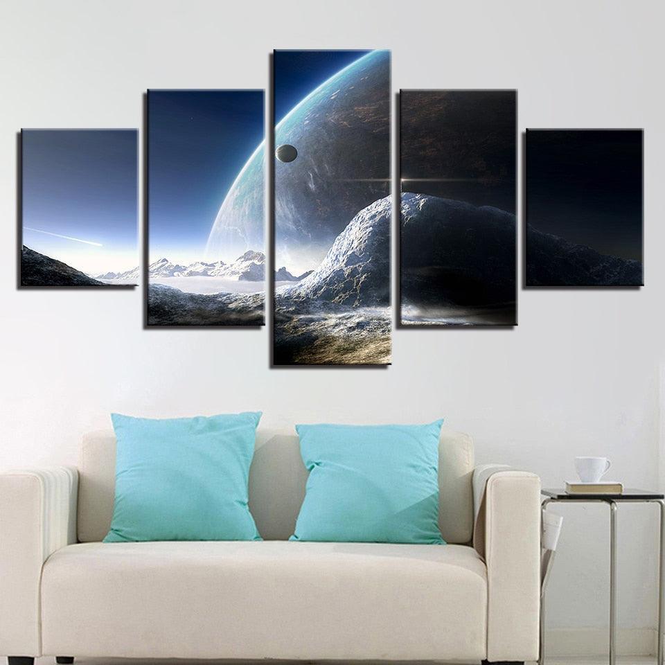 Universe Space Planet 5 Piece HD Multi Panel Canvas Wall Art Frame-Original Frame