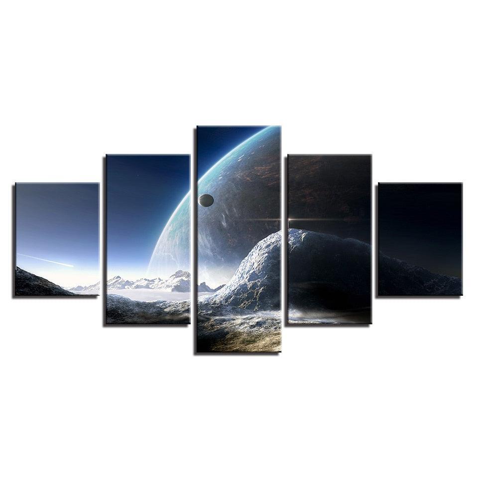 Universe Space Planet 5 Piece HD Multi Panel Canvas Wall Art Frame-Original Frame