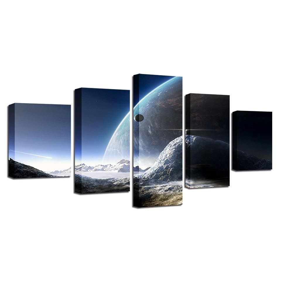 Universe Space Planet 5 Piece HD Multi Panel Canvas Wall Art Frame-Original Frame