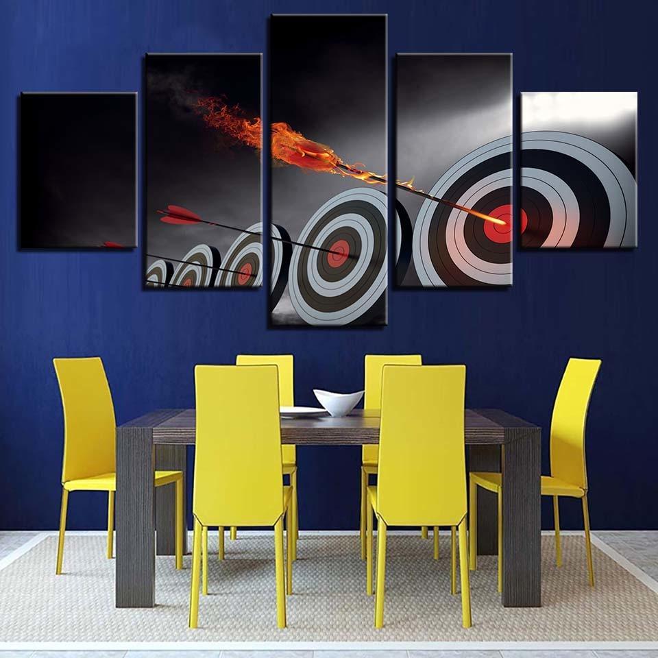 Arrow Target Dart 5 Piece HD Multi Panel Canvas Wall Art Frame-Original Frame