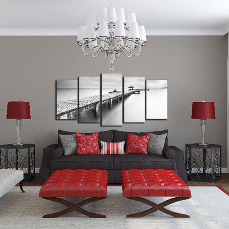 Lonely Bridge 5 Piece HD Multi Panel Canvas Wall Art Frame-Original Frame