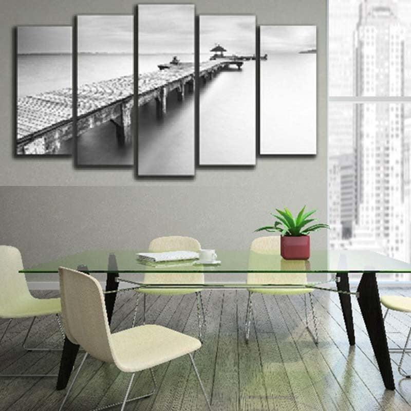 Lonely Bridge 5 Piece HD Multi Panel Canvas Wall Art Frame-Original Frame