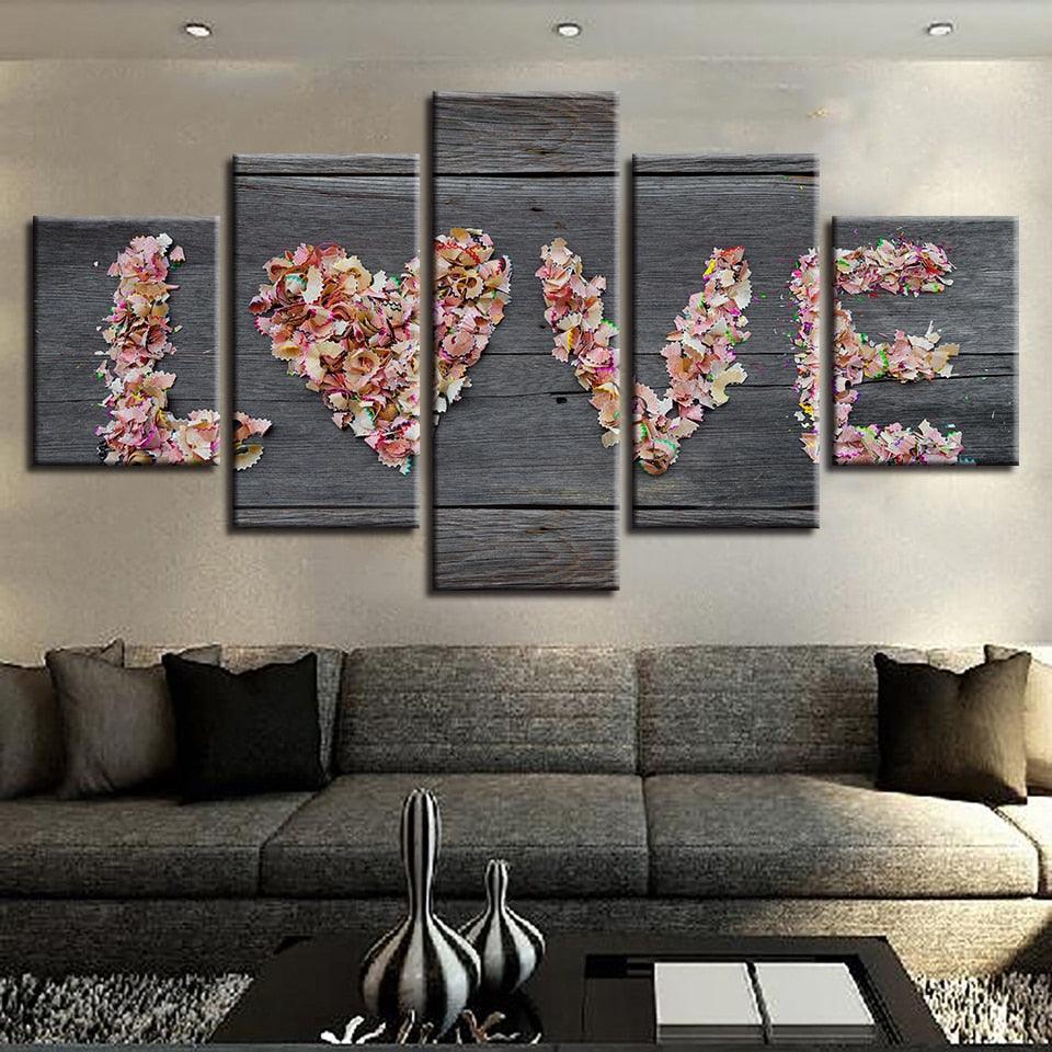 Flowers 5 Piece HD Multi Panel Canvas Wall Art Frame-Original Frame