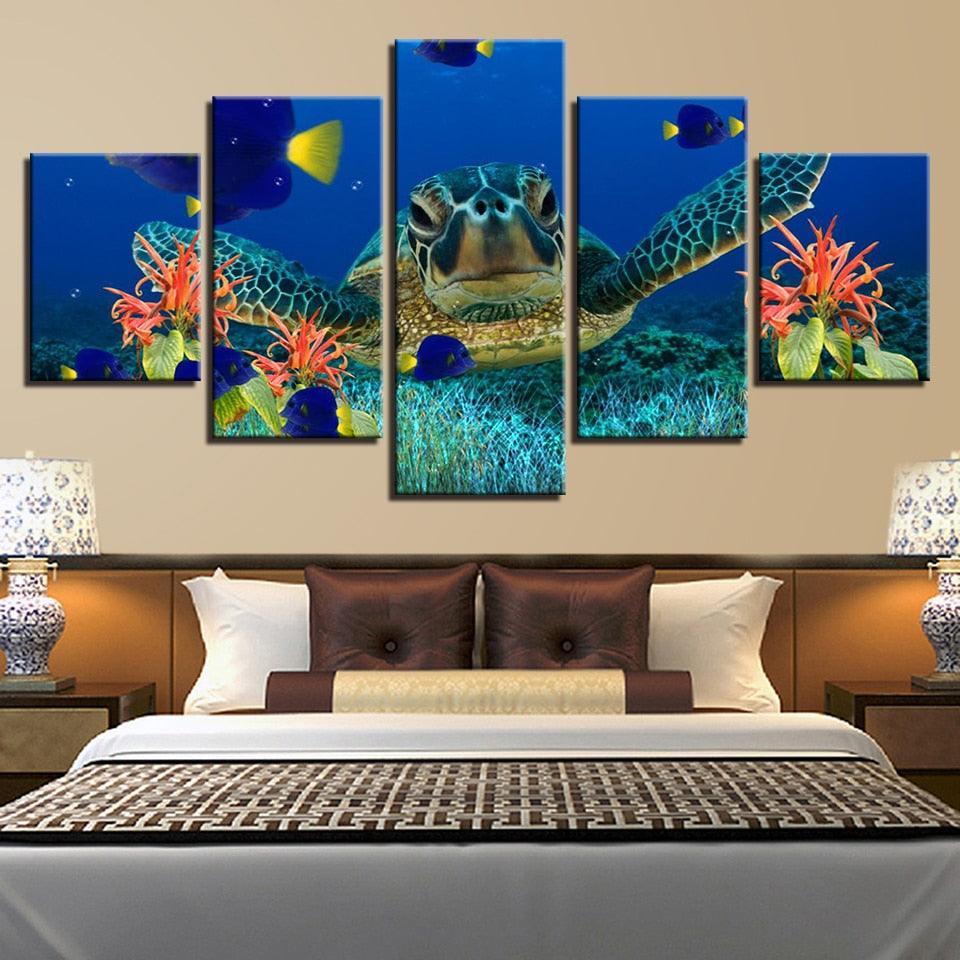 Under The Sea 5 Piece HD Multi Panel Canvas Wall Art Frame-Original Frame