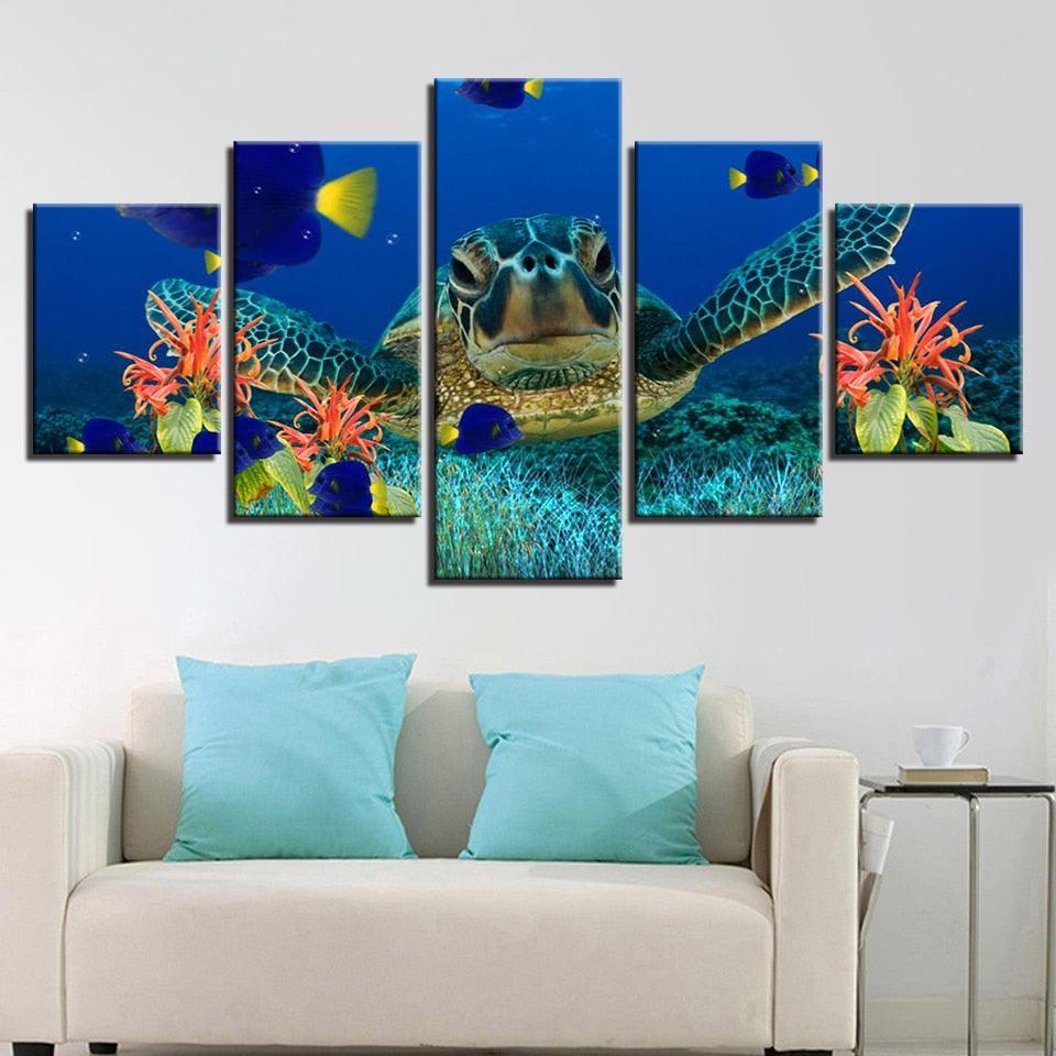 Under The Sea 5 Piece HD Multi Panel Canvas Wall Art Frame-Original Frame