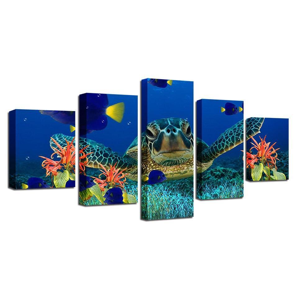 Under The Sea 5 Piece HD Multi Panel Canvas Wall Art Frame-Original Frame