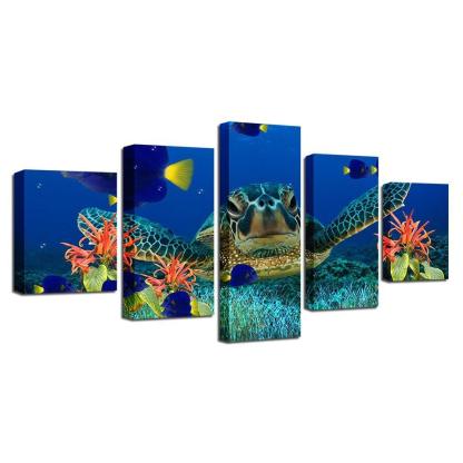 Under The Sea 5 Piece HD Multi Panel Canvas Wall Art Frame-Original Frame