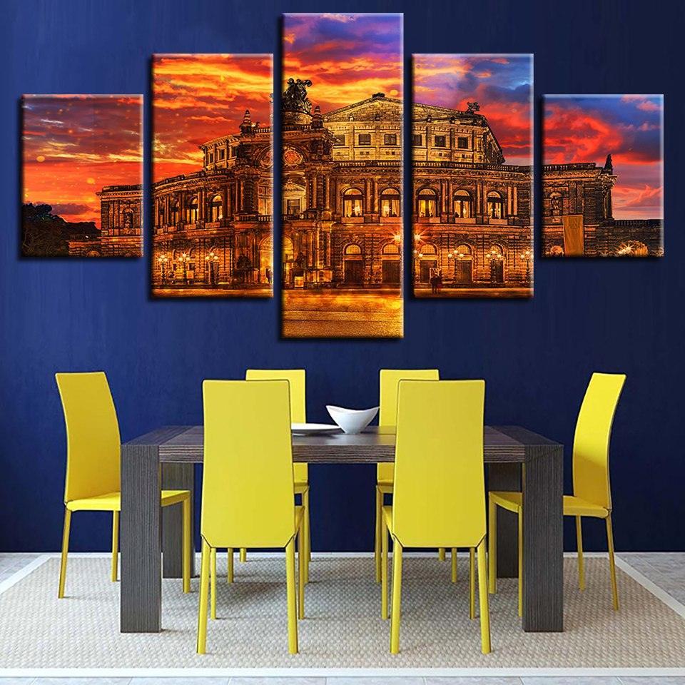 Ancient Architecture 5 Piece HD Multi Panel Canvas Wall Art Frame-Original Frame