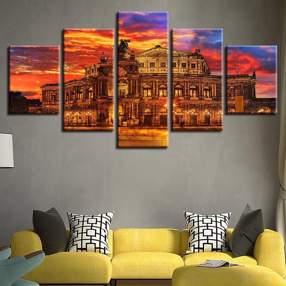 Ancient Architecture 5 Piece HD Multi Panel Canvas Wall Art Frame-Original Frame