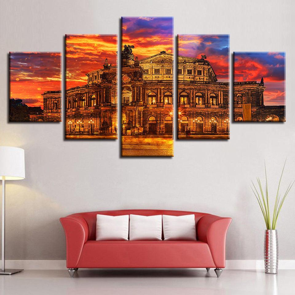 Ancient Architecture 5 Piece HD Multi Panel Canvas Wall Art Frame-Original Frame