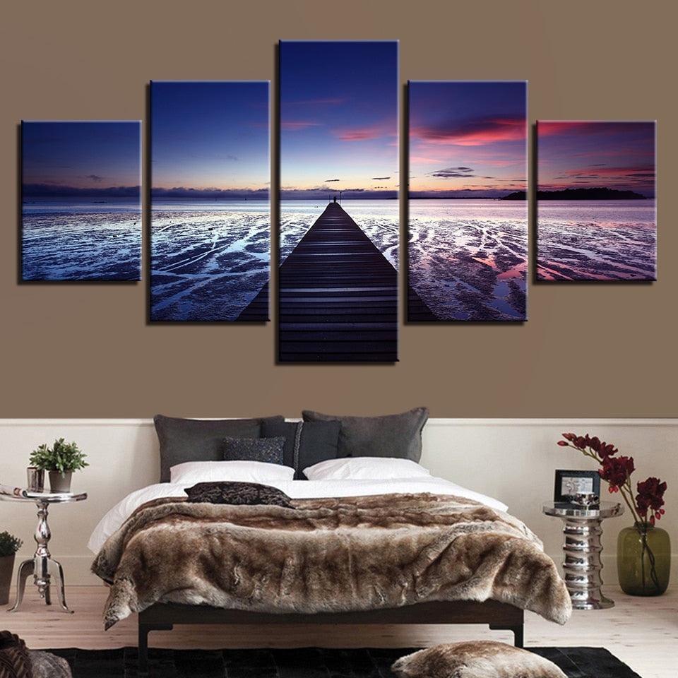 Endless Bridge 5 Piece HD Multi Panel Canvas Wall Art Frame-Original Frame