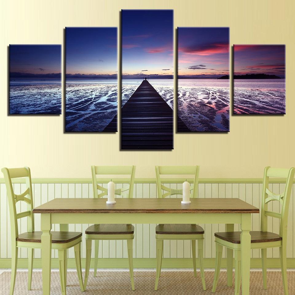 Endless Bridge 5 Piece HD Multi Panel Canvas Wall Art Frame-Original Frame