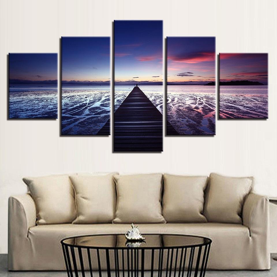 Endless Bridge 5 Piece HD Multi Panel Canvas Wall Art Frame-Original Frame