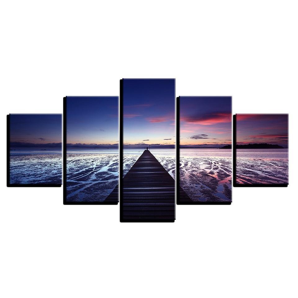 Endless Bridge 5 Piece HD Multi Panel Canvas Wall Art Frame-Original Frame