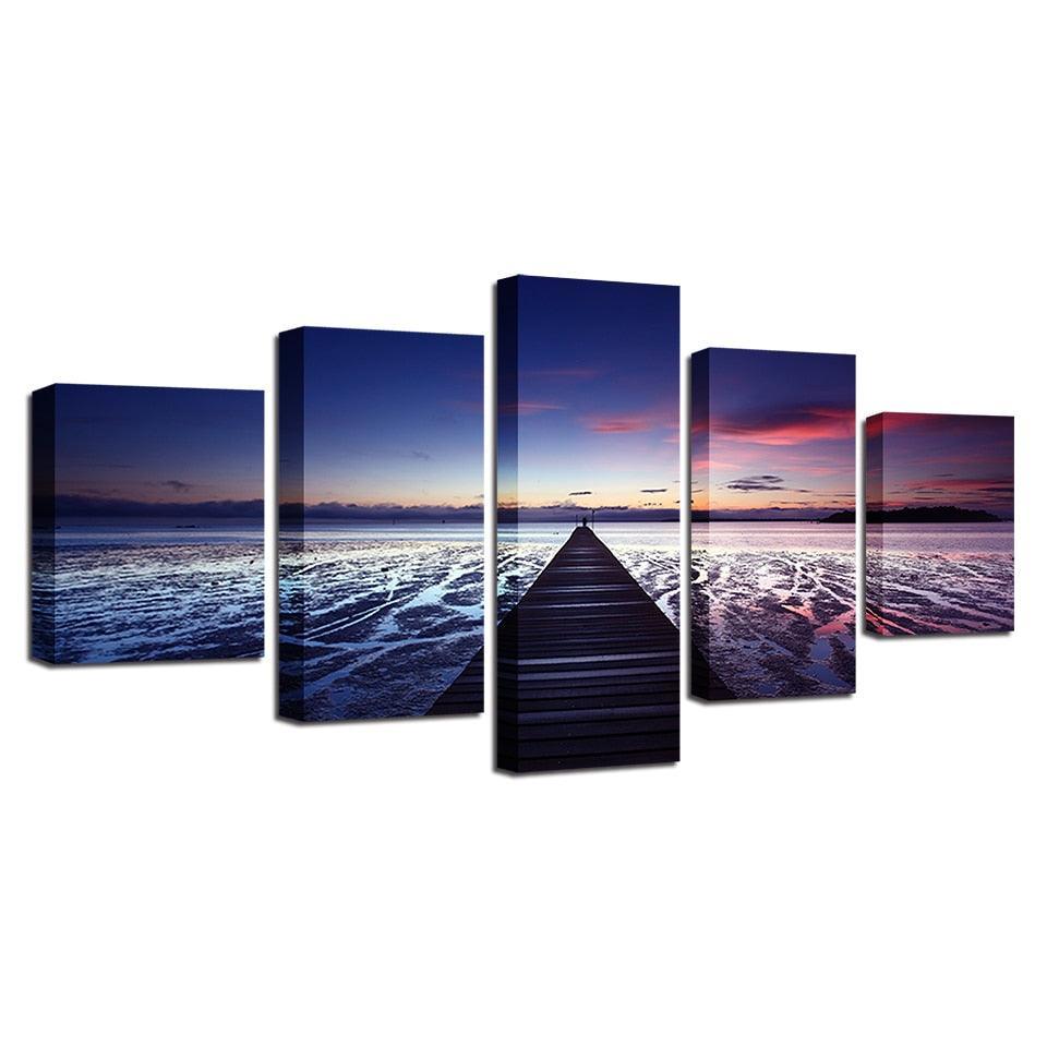 Endless Bridge 5 Piece HD Multi Panel Canvas Wall Art Frame-Original Frame