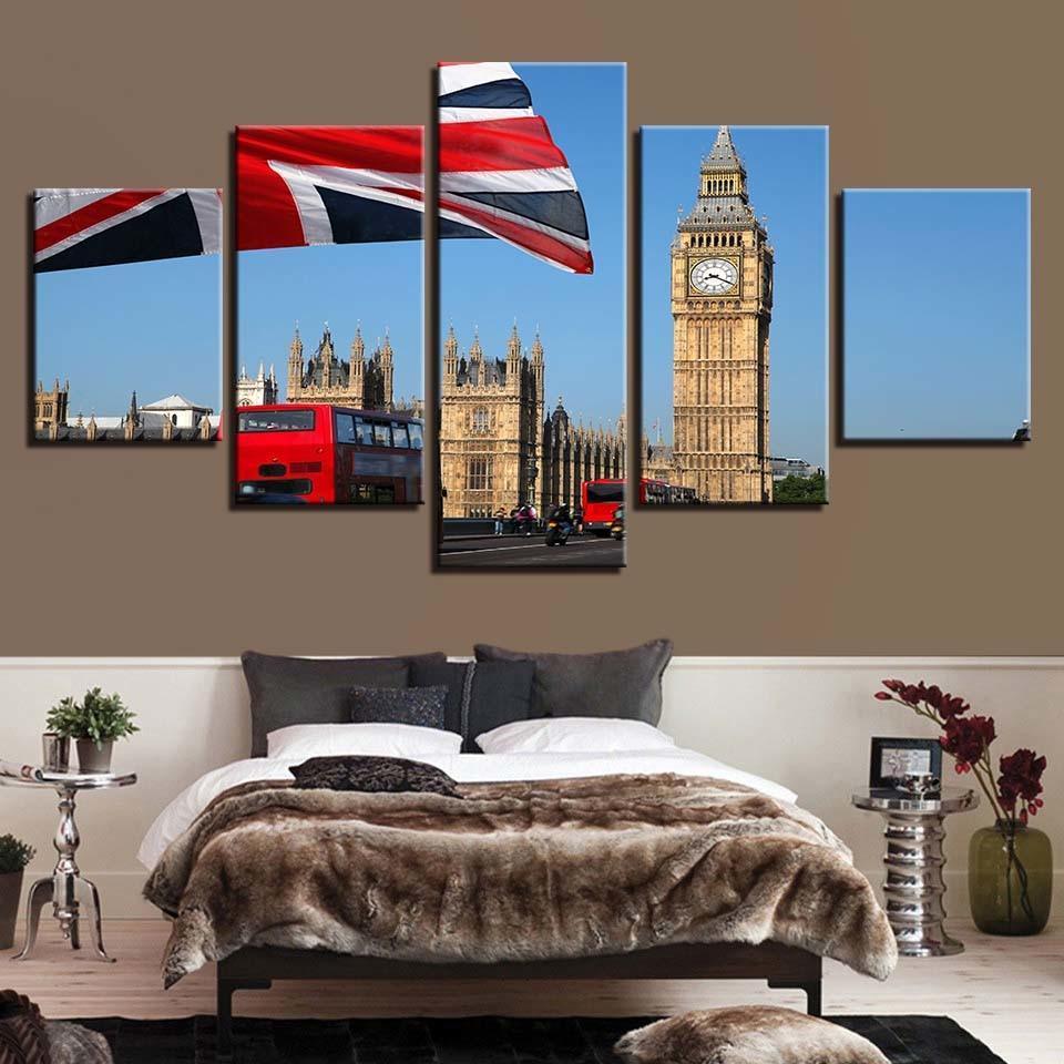 The Big Ben London 5 Piece HD Multi Panel Canvas Wall Art Frame-Original Frame