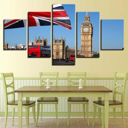 The Big Ben London 5 Piece HD Multi Panel Canvas Wall Art Frame-Original Frame