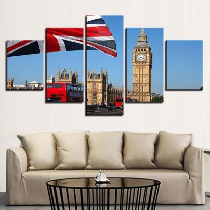 The Big Ben London 5 Piece HD Multi Panel Canvas Wall Art Frame-Original Frame