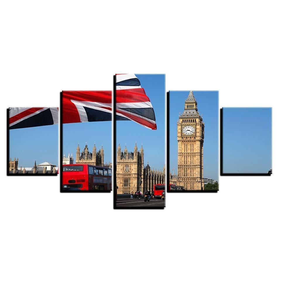 The Big Ben London 5 Piece HD Multi Panel Canvas Wall Art Frame-Original Frame