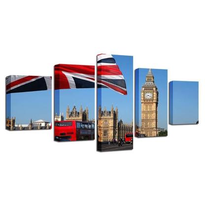 The Big Ben London 5 Piece HD Multi Panel Canvas Wall Art Frame-Original Frame