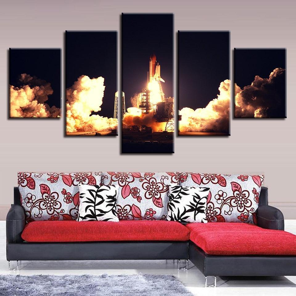 Rocket Launch 5 Piece HD Multi Panel Canvas Wall Art Frame-Original Frame
