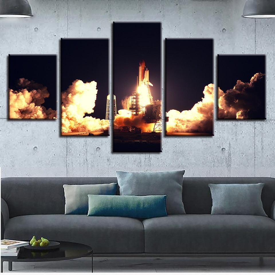 Rocket Launch 5 Piece HD Multi Panel Canvas Wall Art Frame-Original Frame