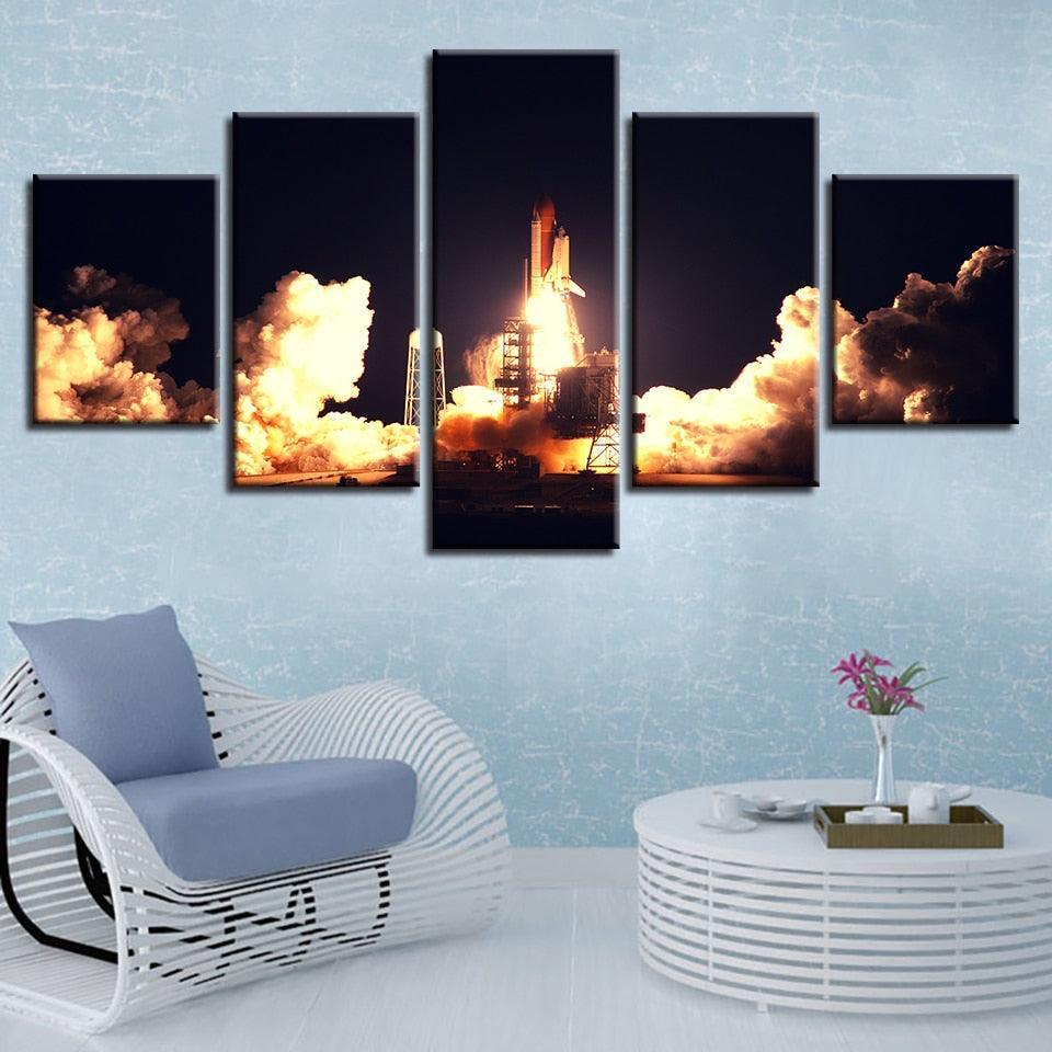 Rocket Launch 5 Piece HD Multi Panel Canvas Wall Art Frame-Original Frame