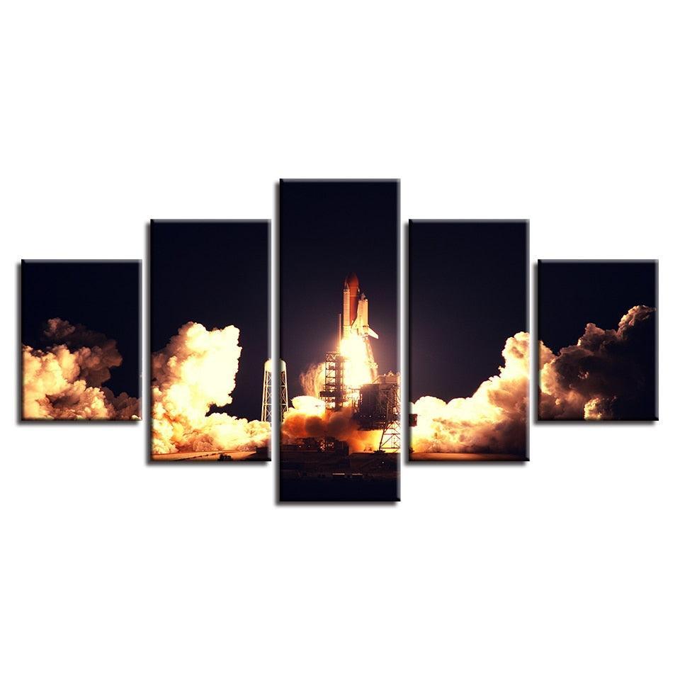 Rocket Launch 5 Piece HD Multi Panel Canvas Wall Art Frame-Original Frame