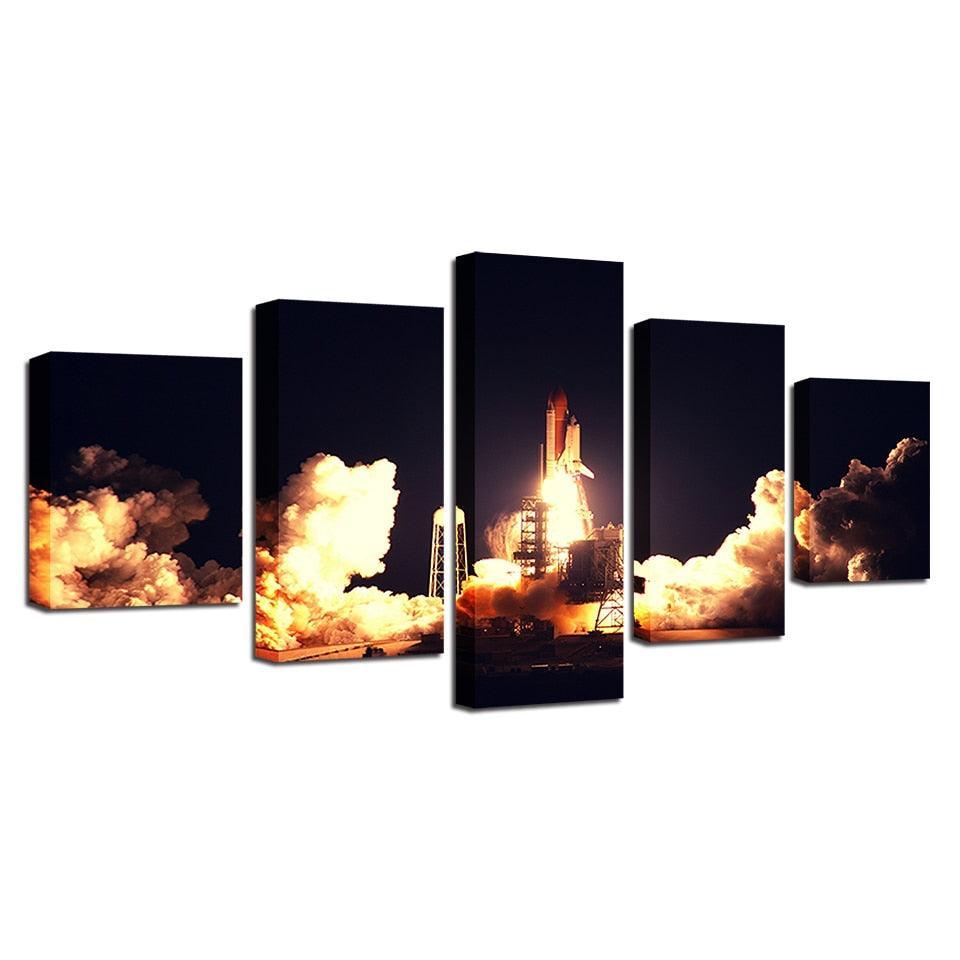 Rocket Launch 5 Piece HD Multi Panel Canvas Wall Art Frame-Original Frame