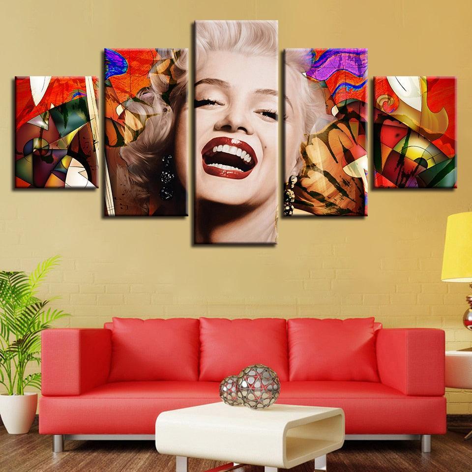 Marilyn Monroe 5 Piece HD Multi Panel Canvas Wall Art Frame-Original Frame