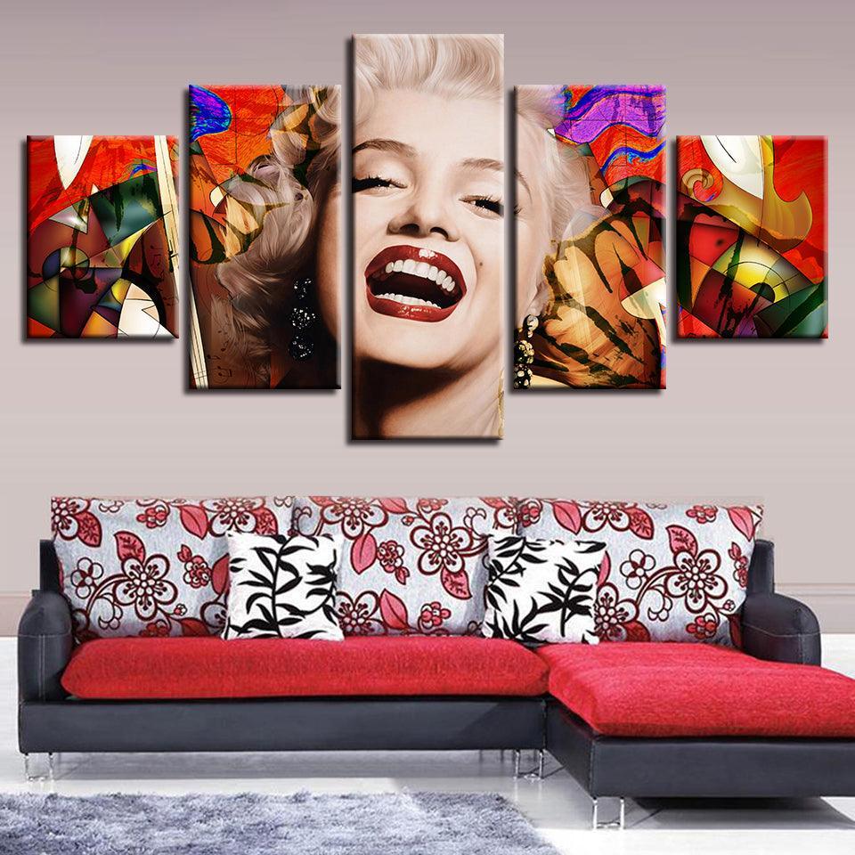 Marilyn Monroe 5 Piece HD Multi Panel Canvas Wall Art Frame-Original Frame