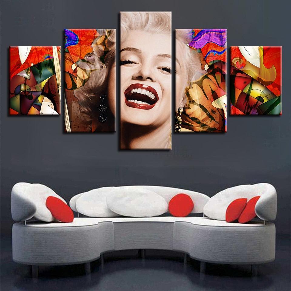 Marilyn Monroe 5 Piece HD Multi Panel Canvas Wall Art Frame-Original Frame