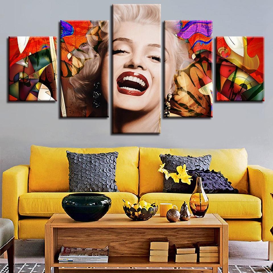 Marilyn Monroe 5 Piece HD Multi Panel Canvas Wall Art Frame-Original Frame