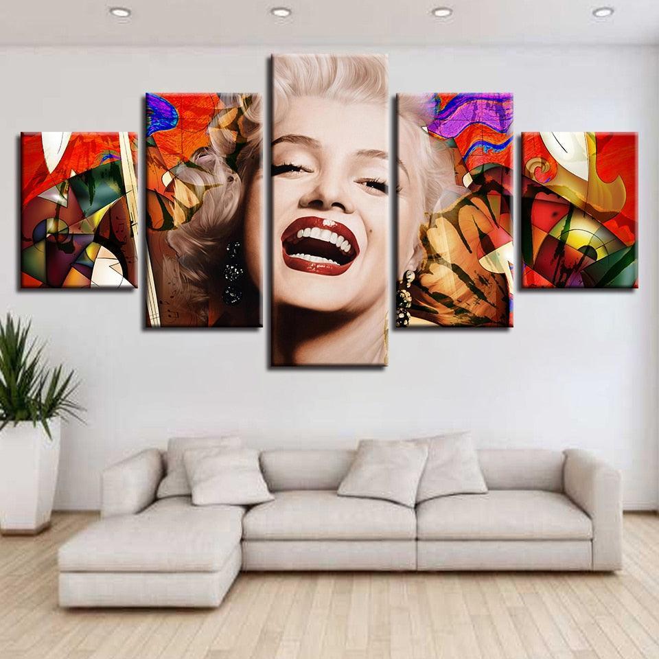 Marilyn Monroe 5 Piece HD Multi Panel Canvas Wall Art Frame-Original Frame