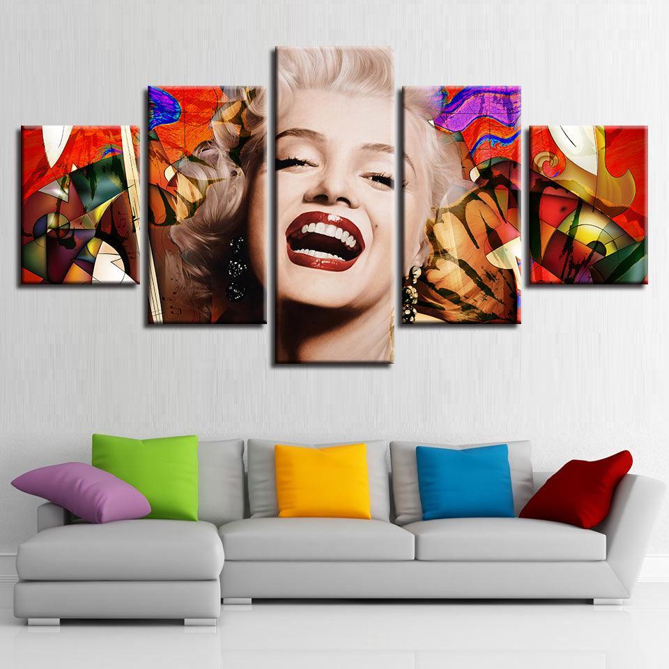 Marilyn Monroe 5 Piece HD Multi Panel Canvas Wall Art Frame-Original Frame