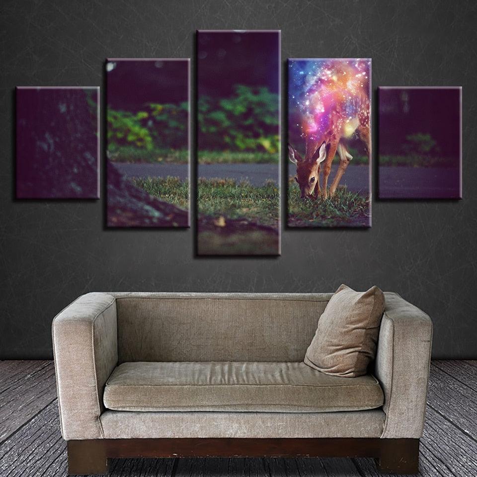 Sika Deer 5 Piece HD Multi Panel Canvas Wall Art Frame-Original Frame