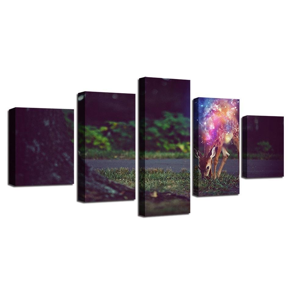 Sika Deer 5 Piece HD Multi Panel Canvas Wall Art Frame-Original Frame