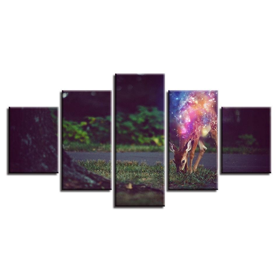 Sika Deer 5 Piece HD Multi Panel Canvas Wall Art Frame-Original Frame
