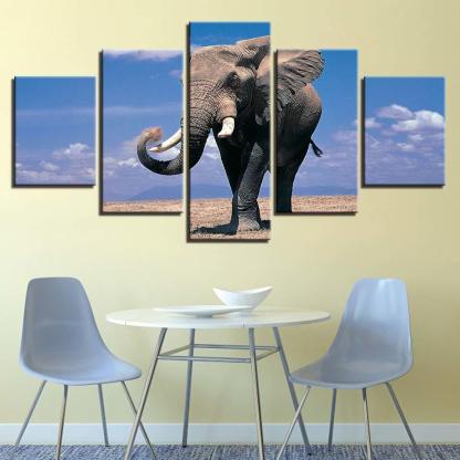 Elephant Theme 5 Piece HD Multi Panel Canvas Wall Art Frame-Original Frame