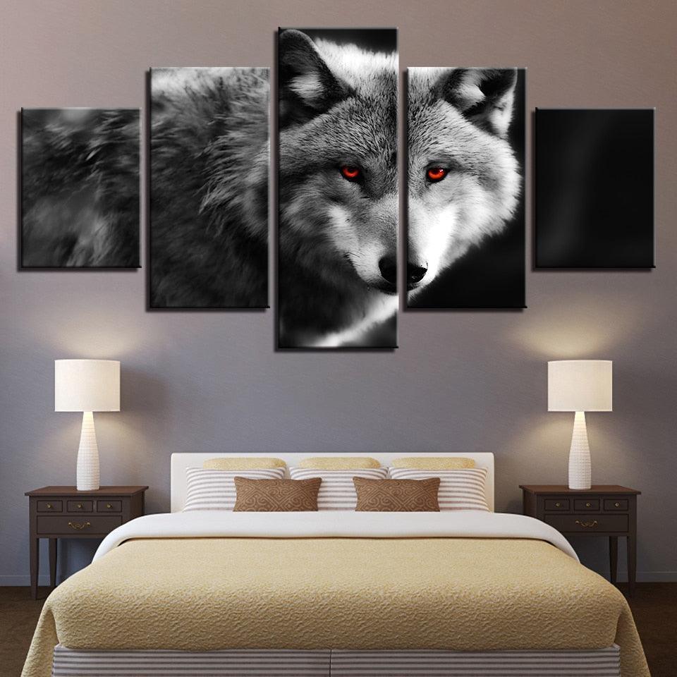 Wolf 5 Piece HD Multi Panel Canvas Wall Art Frame-Original Frame