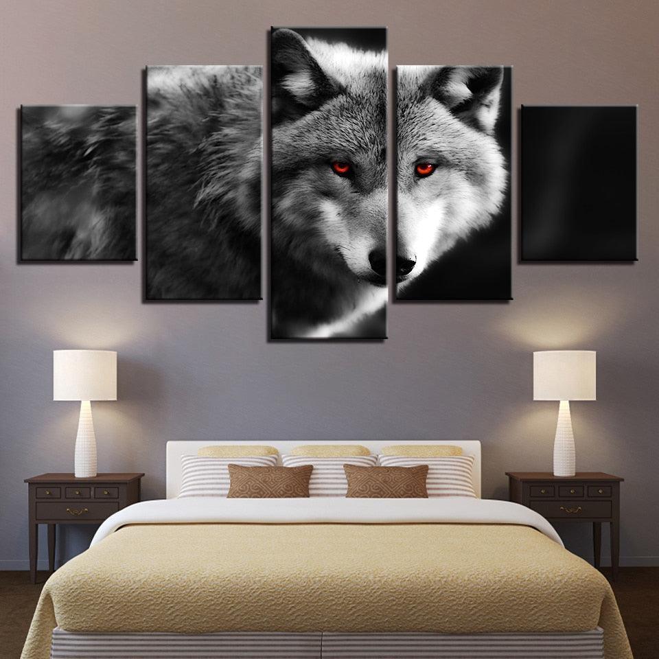 Wolf 5 Piece HD Multi Panel Canvas Wall Art Frame-Original Frame