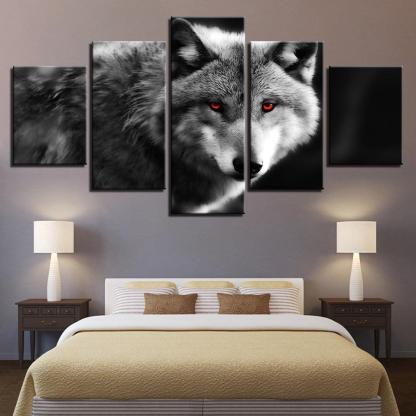 Wolf 5 Piece HD Multi Panel Canvas Wall Art Frame-Original Frame