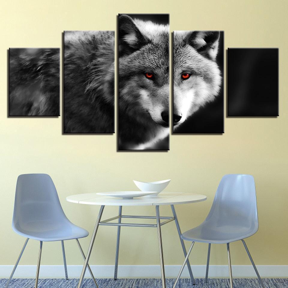 Wolf 5 Piece HD Multi Panel Canvas Wall Art Frame-Original Frame