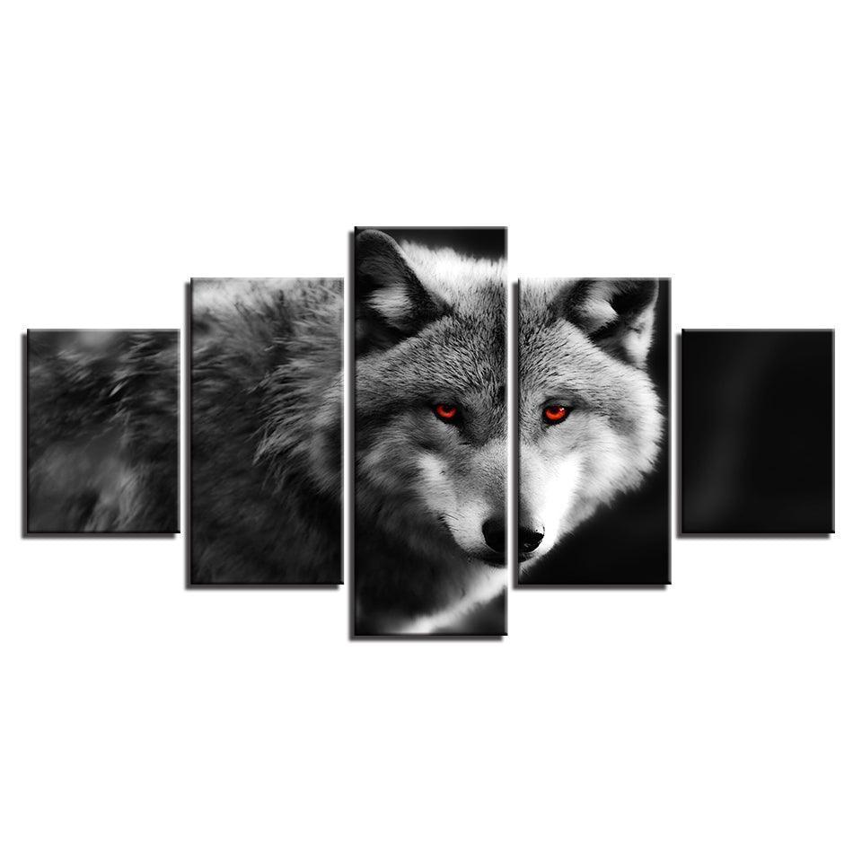 Wolf 5 Piece HD Multi Panel Canvas Wall Art Frame-Original Frame