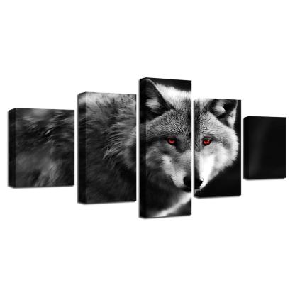 Wolf 5 Piece HD Multi Panel Canvas Wall Art Frame-Original Frame