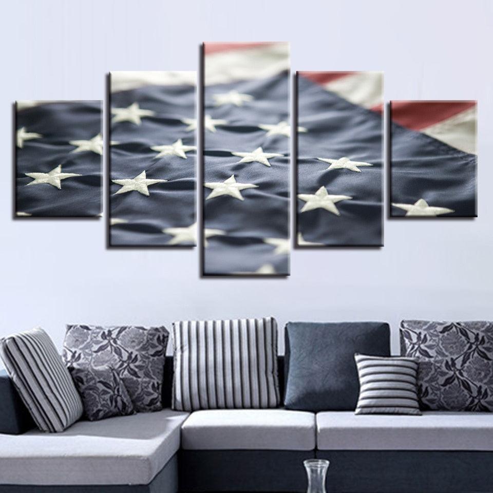 American Flag 5 Piece Classical HD Multi Panel Canvas Wall Art Frame-Original Frame