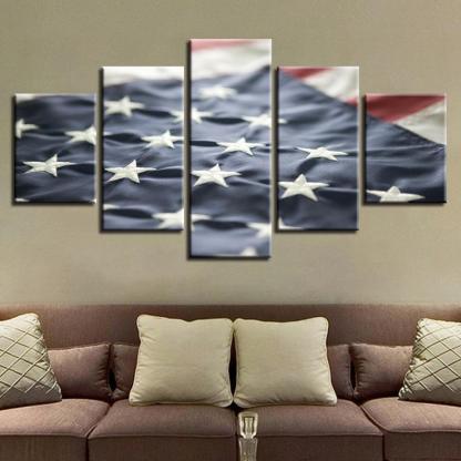 American Flag 5 Piece Classical HD Multi Panel Canvas Wall Art Frame-Original Frame