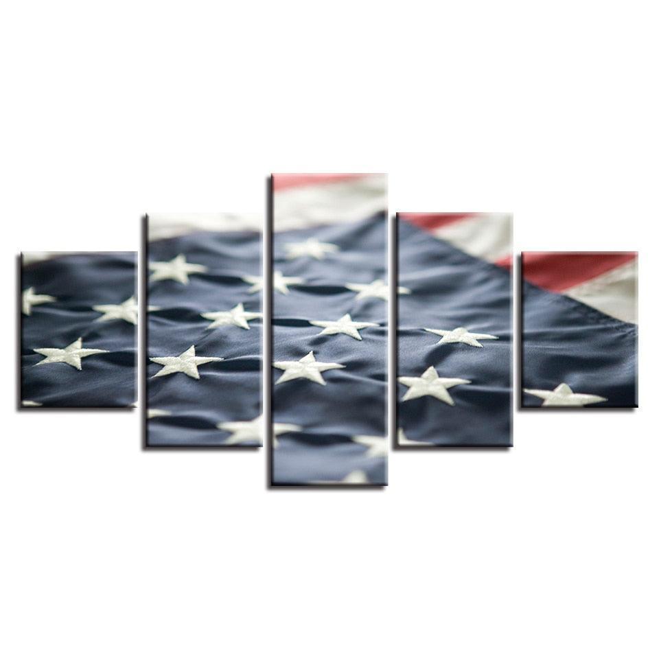 American Flag 5 Piece Classical HD Multi Panel Canvas Wall Art Frame-Original Frame